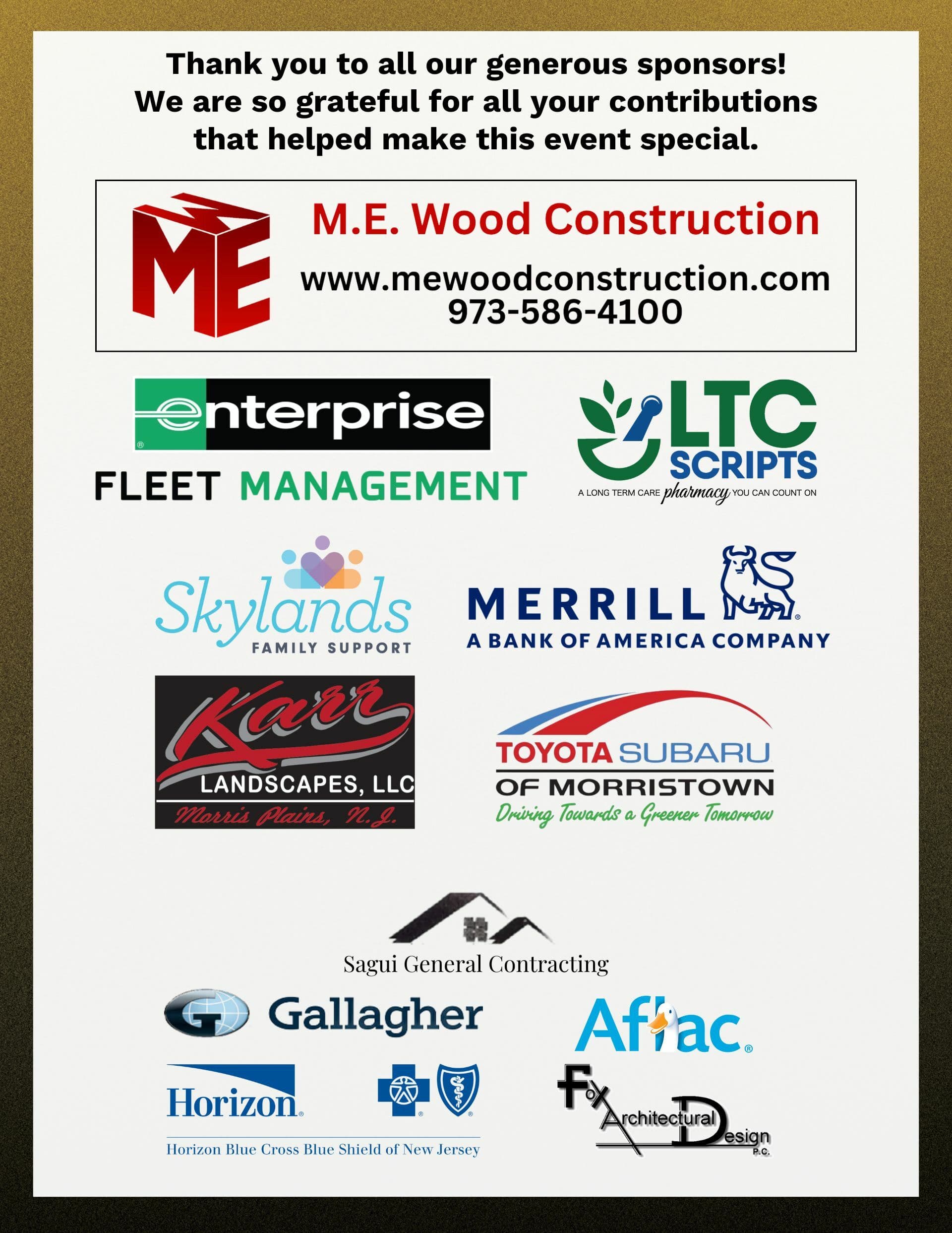 Annual Awards Gala 2024 Sponsor Board